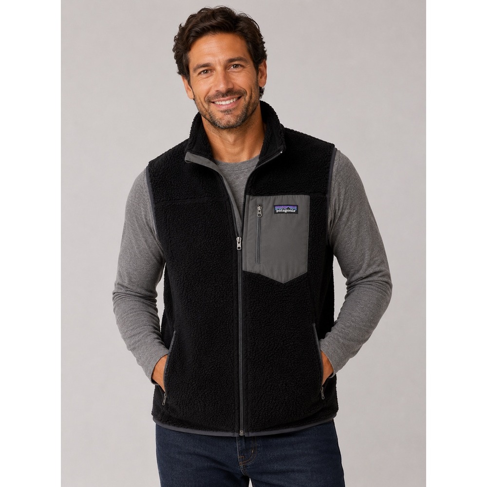 Patagonia Mens Classic‎ Retro-X Fleece Vest Black Forge Grey 23048 Large L